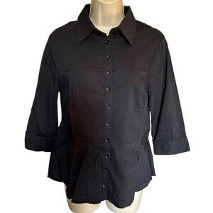 ADL Adilisik Junior's Fitted Button Down Shirt 3/4 Sleeve Stretch Size XL Black